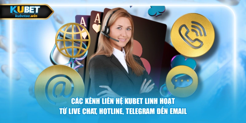 Các kênh liên hệ KUBET linh hoạt từ Live Chat, Hotline, Telegram đến Email