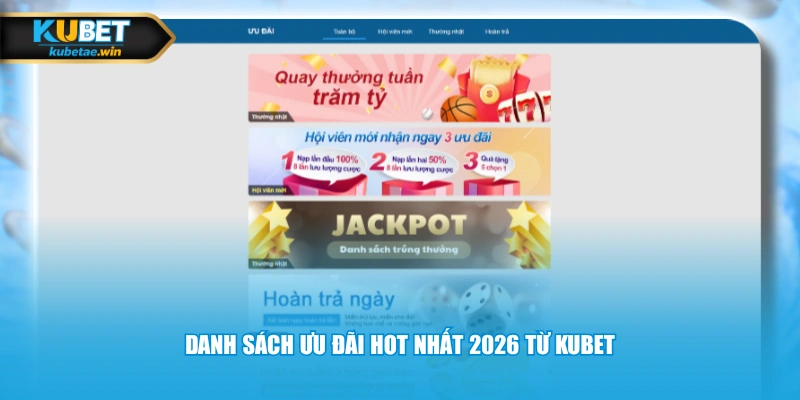 Danh sách ưu đãi hot nhất 2026 từ KUBET
